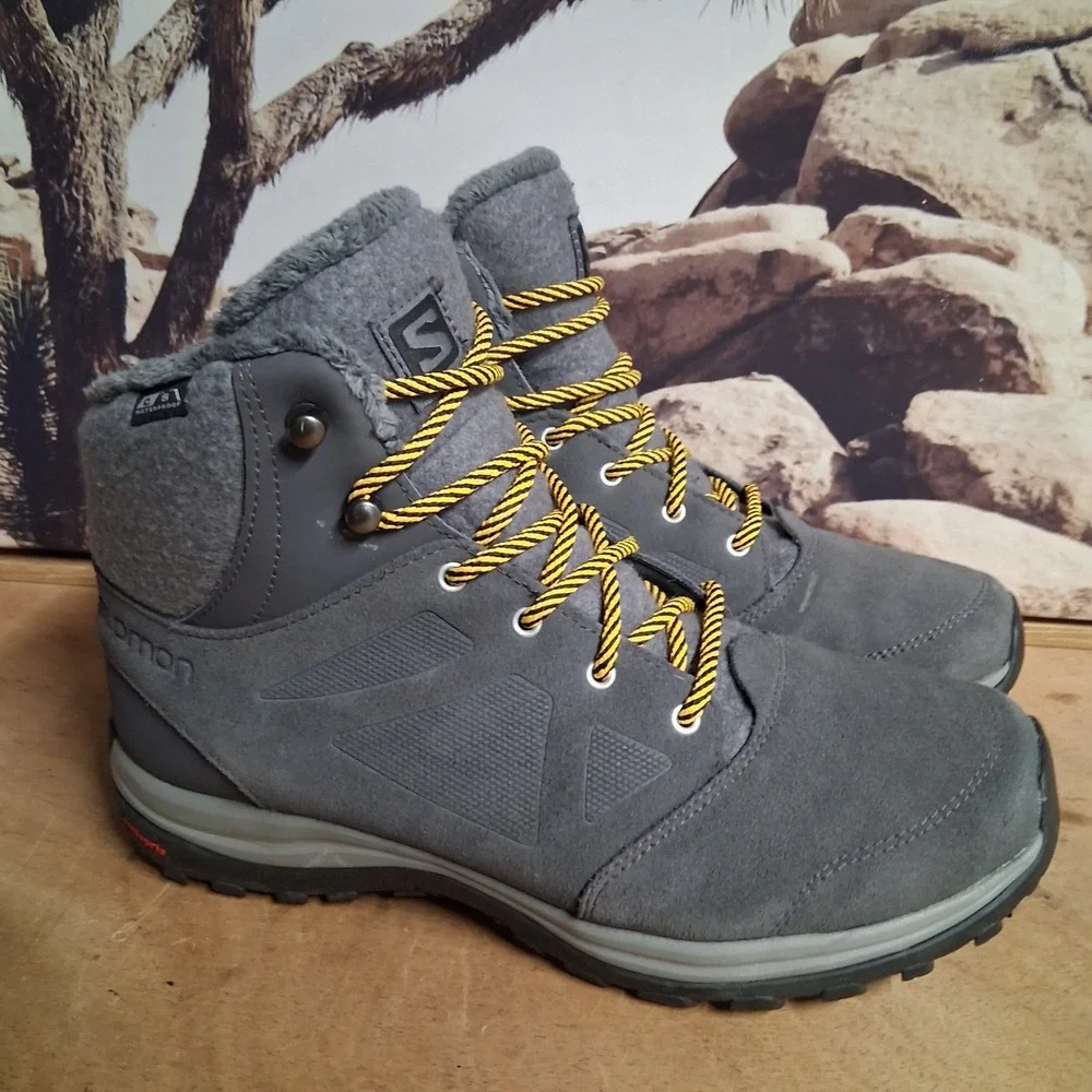 Salomon Ellipse Freeze CS Waterproof Women's Winter Boots Gray Suede Size 7.5